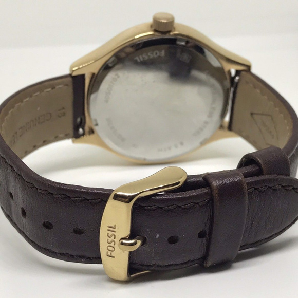 FOSSIL ROSE GOLD TONE,BROWN LEATHER BAND Watch - Picture 3 of 5
